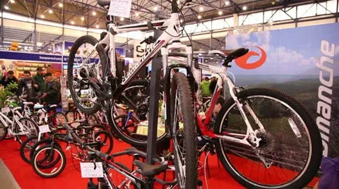 Bicycles exhibition 3 Stock Footage 22114747