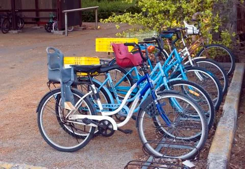 Bicycles in the kibutz Stock Photos