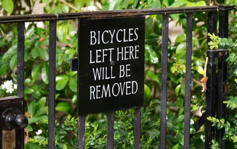 Bicycles Left Here Will Be Removed Stock Photos