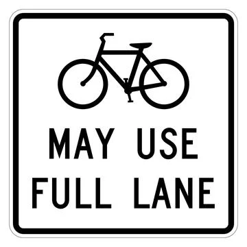 Bicycles may use full lane sign, R4-11, US road sign Stock Illustration