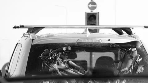 Bicycles mounted on the trunk Stock Photos