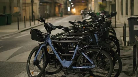 Bicycles at night in Paris Stock Footage 245722486