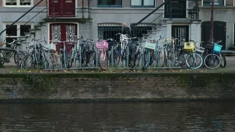 Bicycles parked parking Stock Footage 261555312