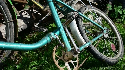 Bicycles parked in the sunlight Stock Footage 116602481