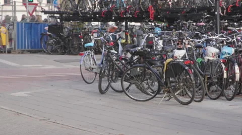 Bicycles parking in the netherlands 스톡 동영상 48651179