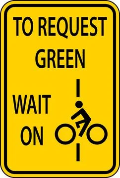 Bicycles To Request Green Wait On Line Sign On White Background Stock Illustration