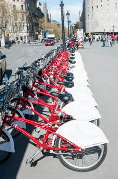 Bicycles in a row Stock Photos