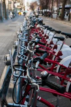 Bicycles in a row Stock Photos