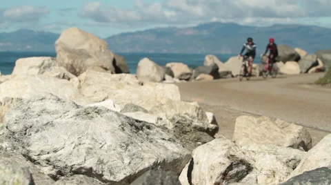 Bicycles by the sea Stock Footage 46808516