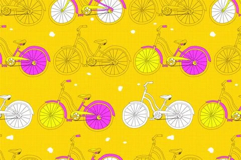 Bicycles seamless pattern. Stock Illustration