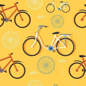 Bicycles seamless pattern. Mechanical eco friendly transport, two wheeled bikes 스톡 일러스트
