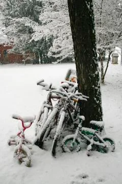 Bicycles in the snow Photos