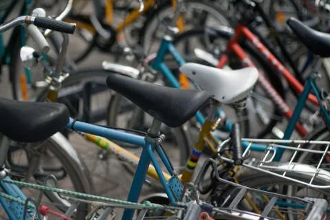 Bicycles stand Stock Photos