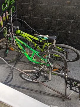 Bicycles in the store Stock Photos