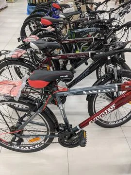 Bicycles in the store Stock Photos