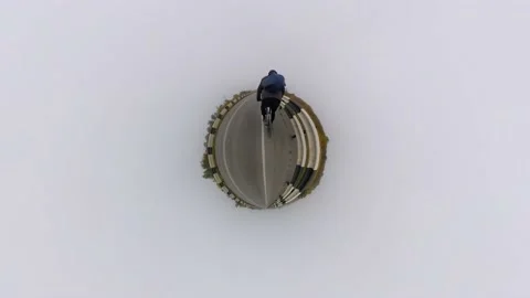 Bicycling. Tiny planet. 360 degree camera. Видео 145068685