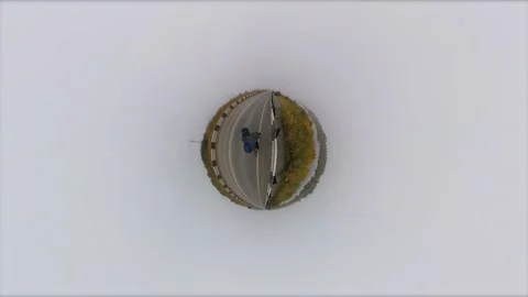 Bicycling. Tiny planet. 360 degree camera. Stock-Footage 145133607