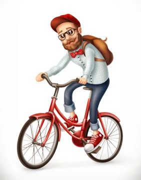Bicyclist. Man on a bicycle, 3d vector icon Stock Illustration