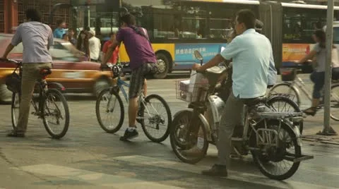 Bicyclists in Beijing Stock Footage 11941365