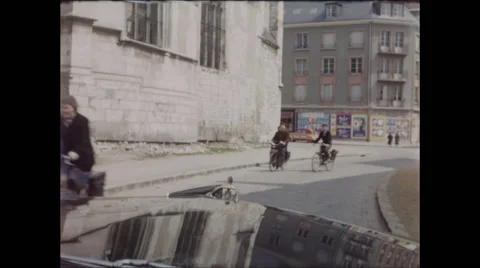Bicyclists in Chartres Stock Footage 48180987