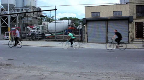 Bicyclists in city Stock Footage 37124023