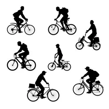 Bicyclists silhouettes set Stock Illustration