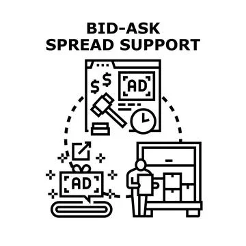 Bid ask spread support in online auction business Stock Illustration