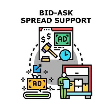 Bid ask spread support in online auction business Stock Illustration