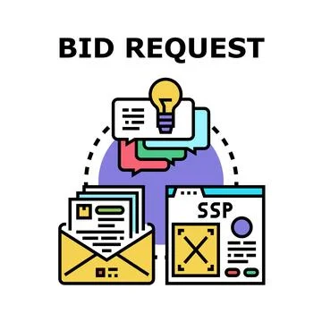 Bid request processing in programmatic advertising system Illustrazione stock