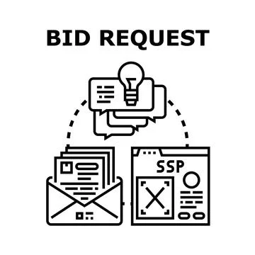 Bid request processing in programmatic advertising system Illustrazione stock