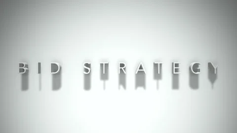 Bid strategy 3D title animation white text on a white background Stock Footage 299824129