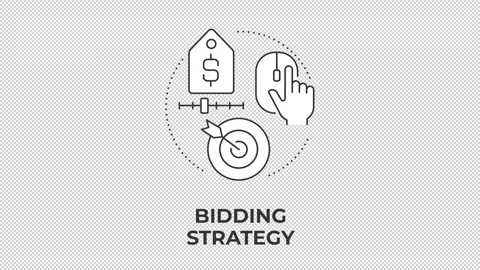 Bidding strategy animated line concept icon Stock Footage 345258812