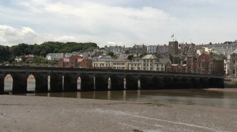 Bideford Town &amp; Bridge Stock Footage 65706276