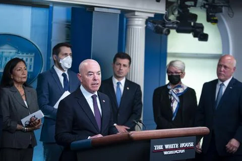 Biden's Infrastructure Implementation Task Force White House press briefing, Was Stock Photos