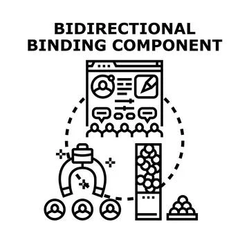 Bidirectional binding component connecting data elements Stockillustratie