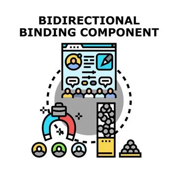 Bidirectional binding component connecting data elements 스톡 일러스트