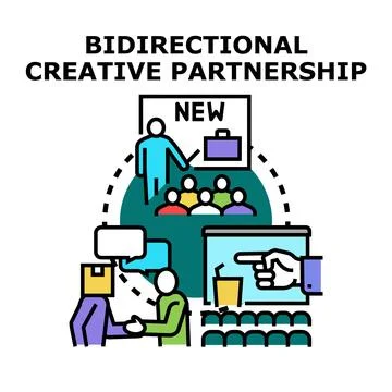 Bidirectional creative partnership developing ideas and concepts Stock Illustration