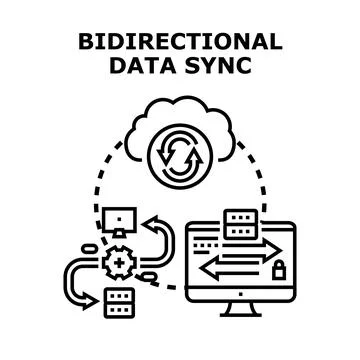 Bidirectional data synchronizing process vector concept Stock Illustration
