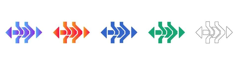 Bidirectional Flow Arrow Diagram Set Illustrazione stock