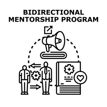 Bidirectional mentorship program concept with guidance Illustrazione stock