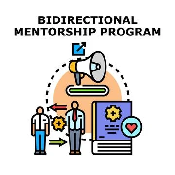 Bidirectional mentorship program concept with guidance Stock Illustration