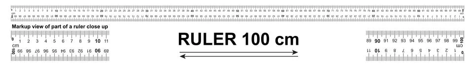 Bidirectional ruler 100 cm or 1000 mm. Stock Illustration