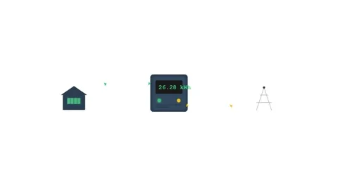 Bidirectional Smart Utility Meter Microgrid Power Exchange Vector Animation Stock Footage 346674377