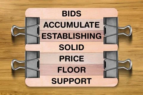 Bids Accumulate Establishing Solid Price Floor Support written on wooden stick Stock Photos