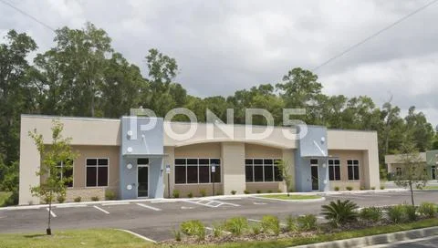 Biege stucco blue prof office Stock Photos