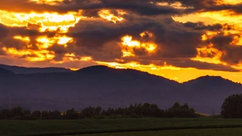 Biei Hill View The Patchwork Road sunset time lapse ,biei, hokkaido, japan Video stock 73662572