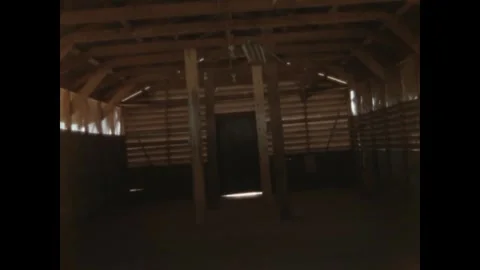 BIEN HOA - 1970: Emptied quarters - Emptied interior of a timber camp building Stock Footage 343941899