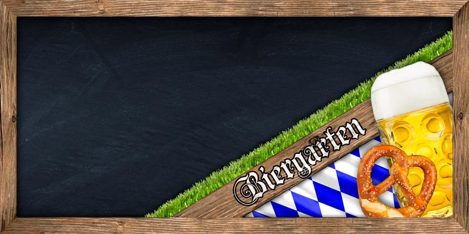 Biergarten blackboard Stock Photos