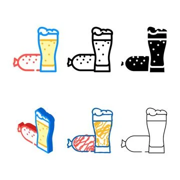 Bierwurst sausage multipack meat color icon vector Stock Illustration