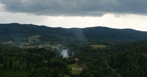 Bieszczady mountains from above 2 Stock Footage 114564036